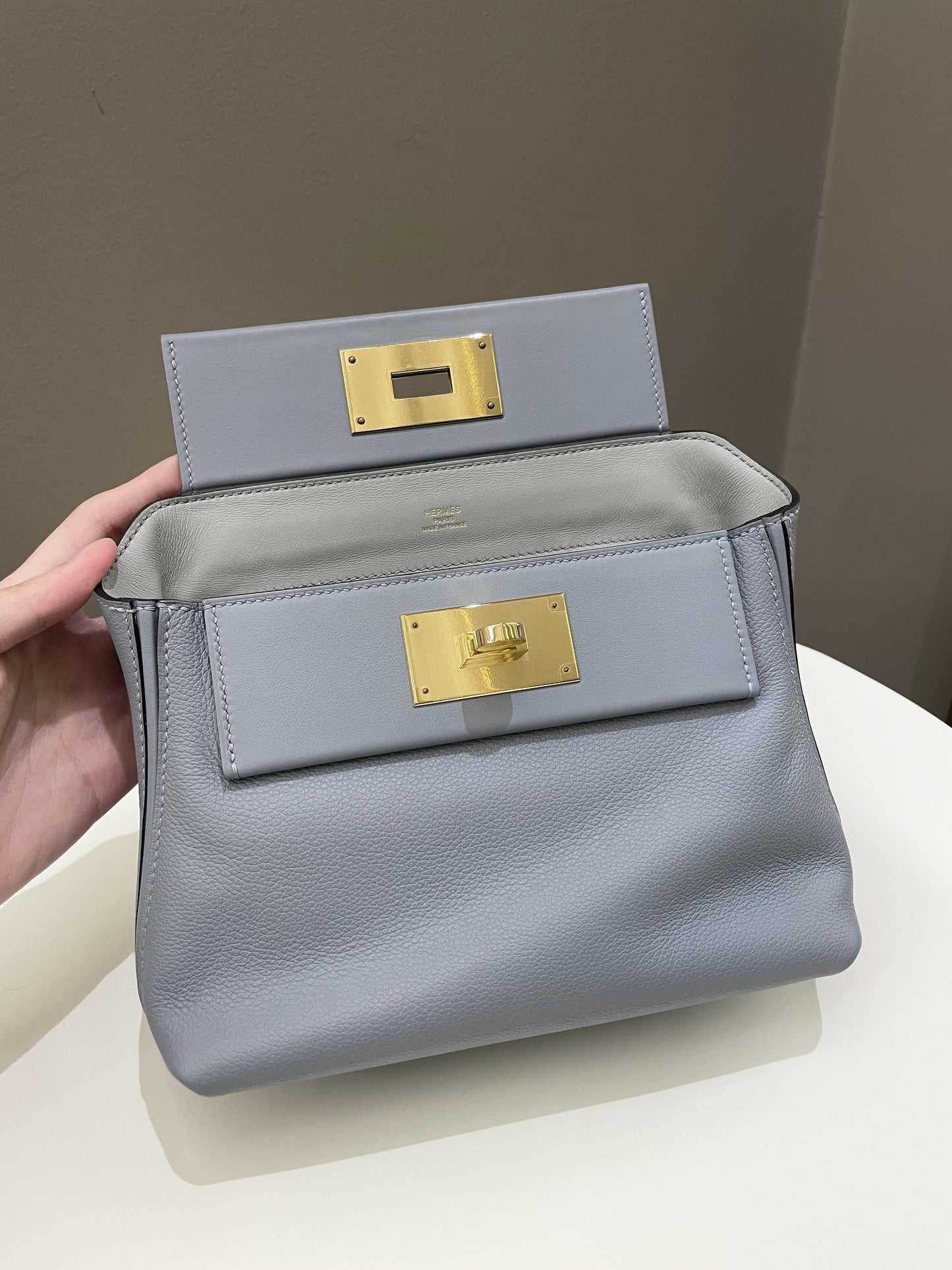 Hermes 24/24 Mini Bleu Lin Evercolor