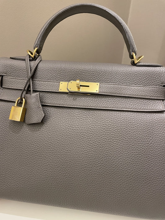 Hermes Kelly Retourne 32 Gris Etain Togo