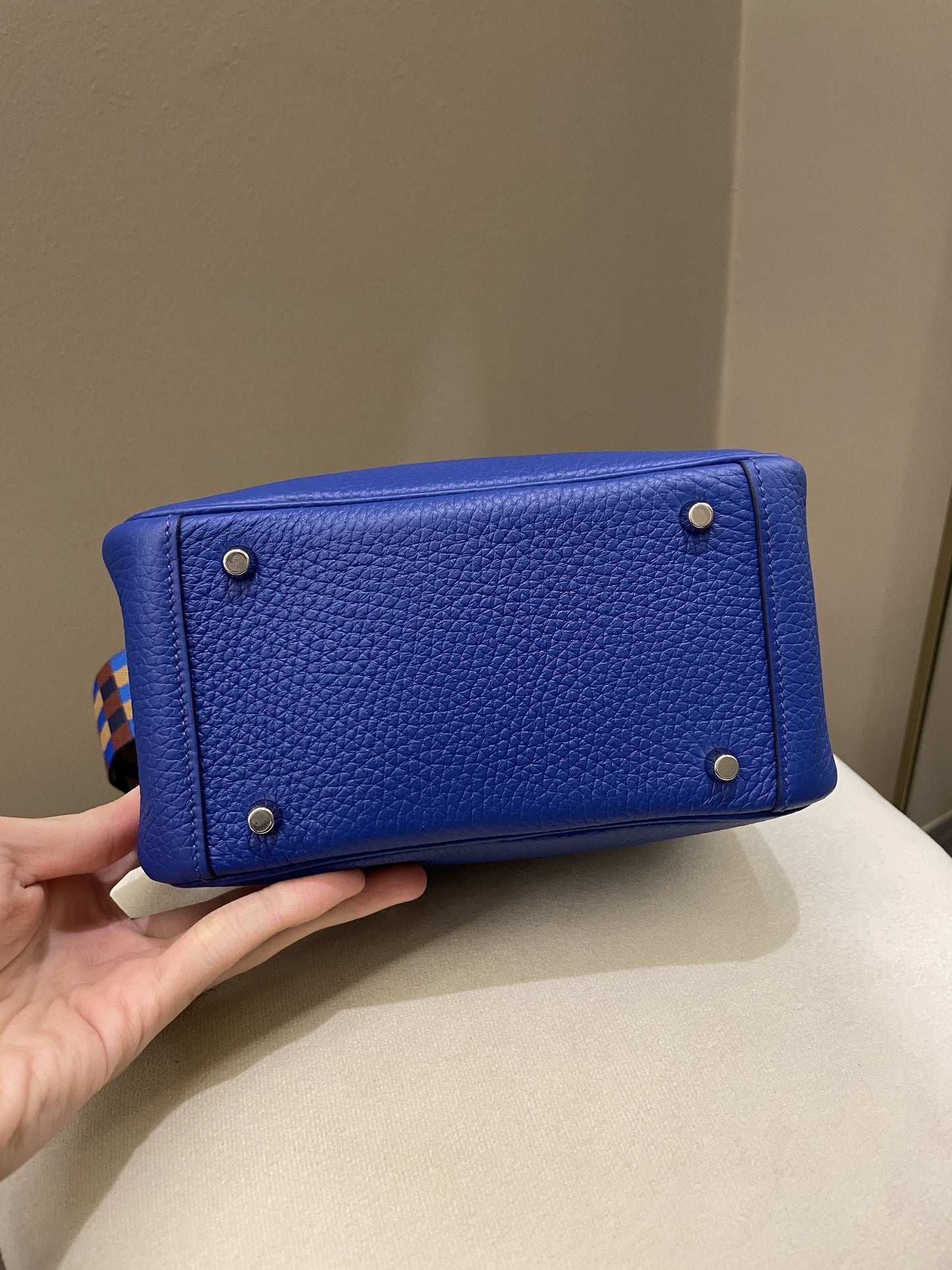 Hermes Mini Lindy Blue Royal Clemence