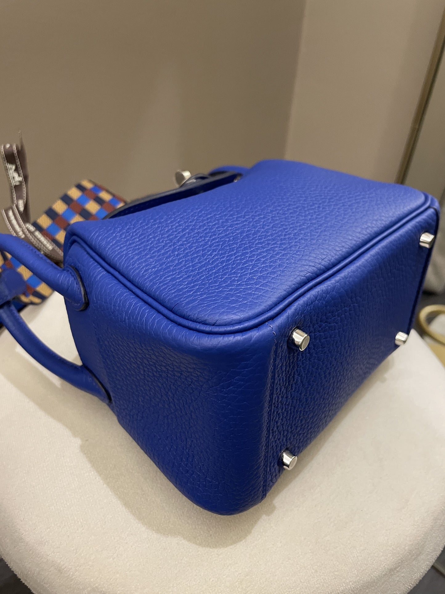 Hermes Mini Lindy Blue Royal Clemence