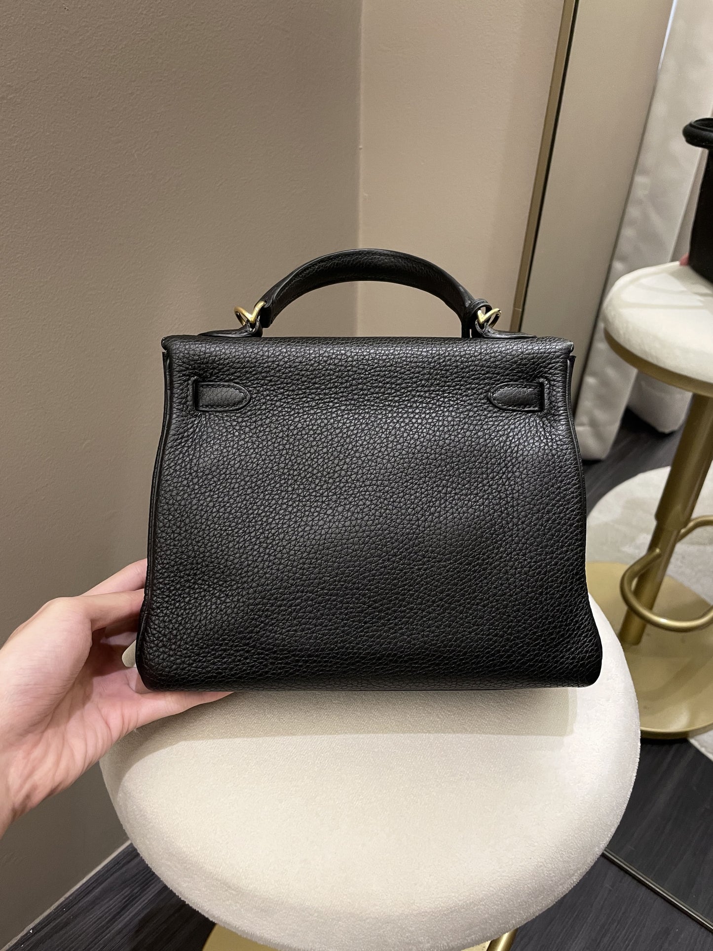 Hermes Kelly 25 Black Togo