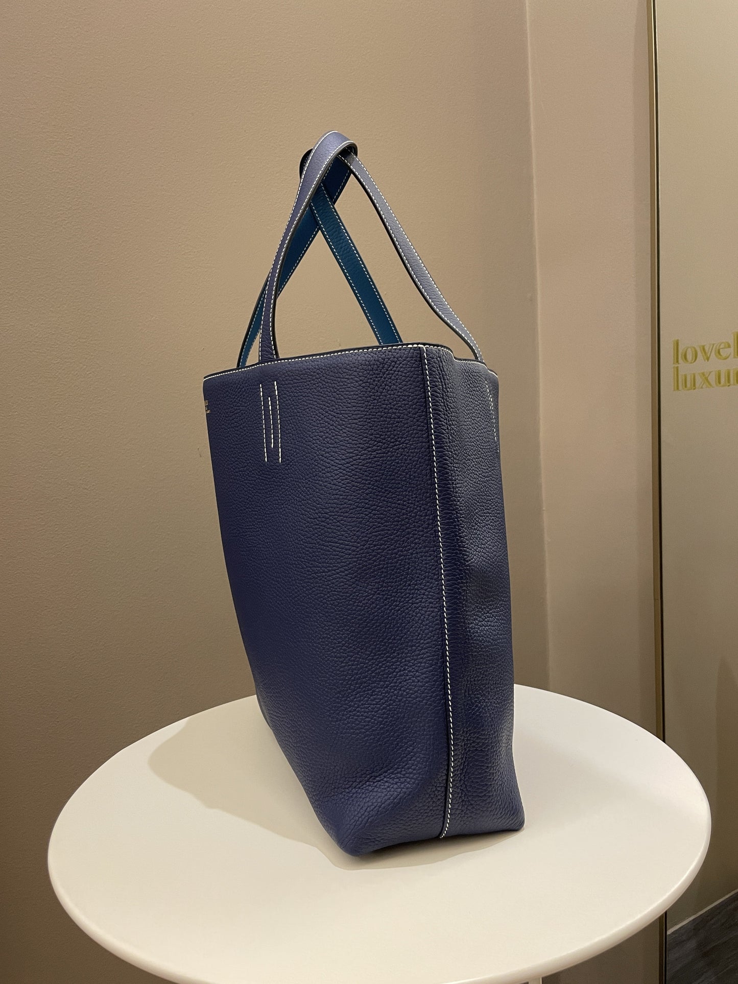 Hermes Double Sens Tote 45 Blue Sapphire / Blue Paradise Clemence