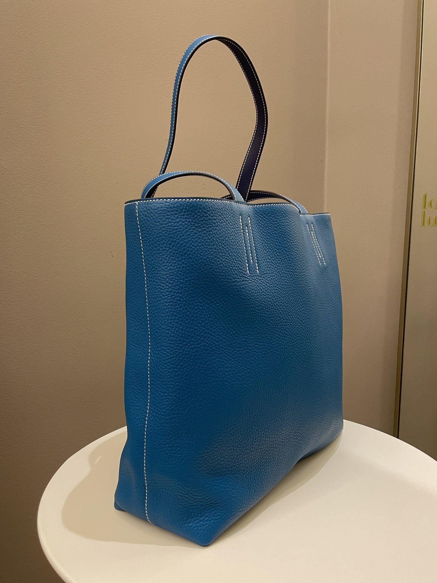 Hermes Double Sens Tote 45 Blue Sapphire / Blue Paradise Clemence