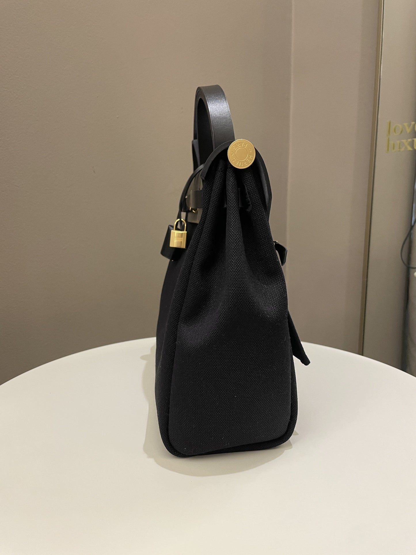 Hermes Herbag Zip 31 Black Canvas