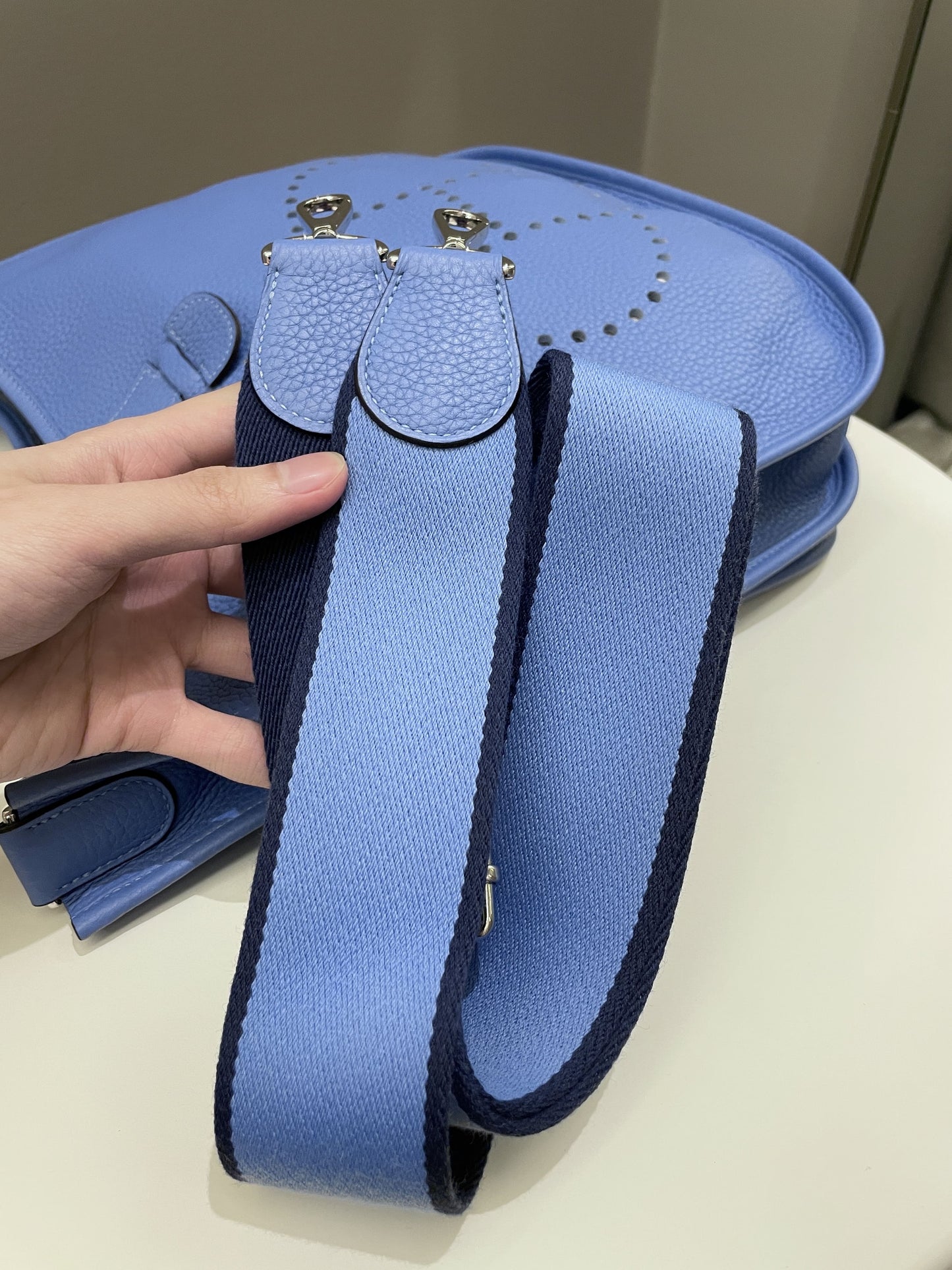 Hermes Evelyne GM Blue Paradise Clemence