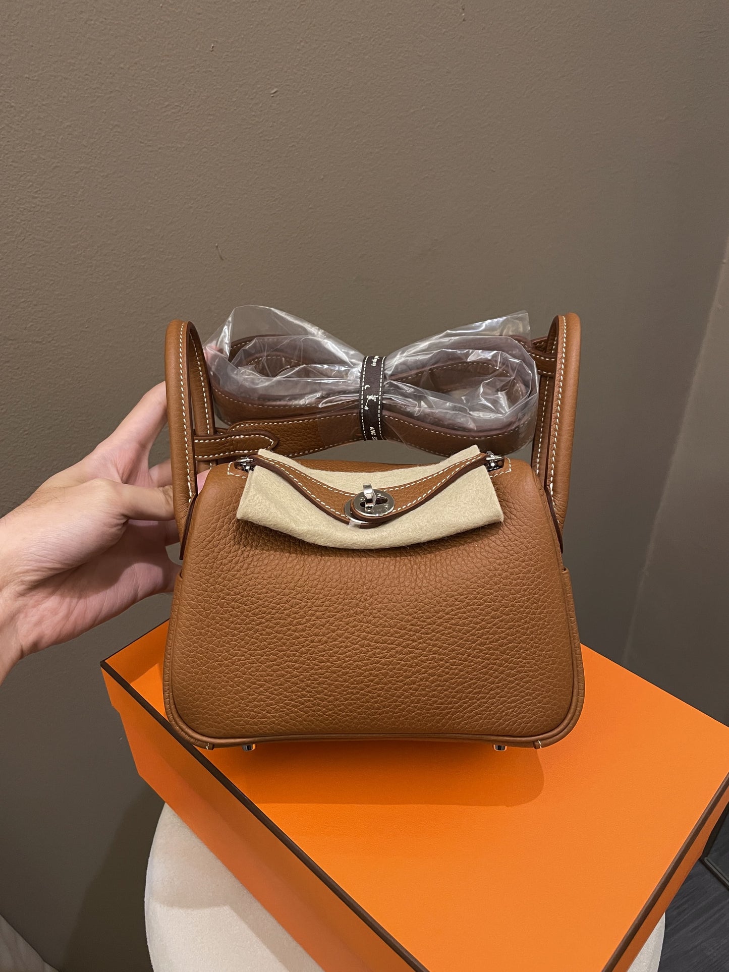 Hermes Mini Lindy Gold Clemence