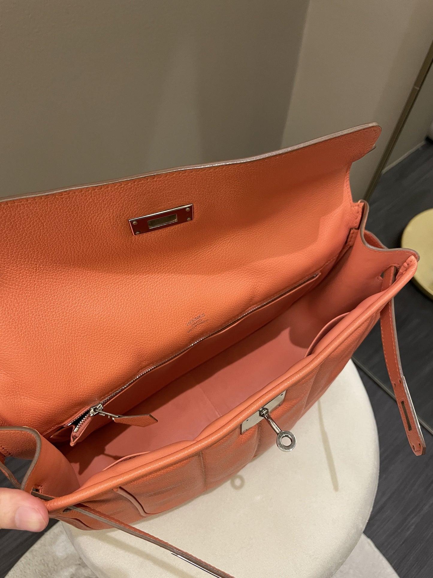 Hermes Berline 28 Flamingo Veau Evercolor