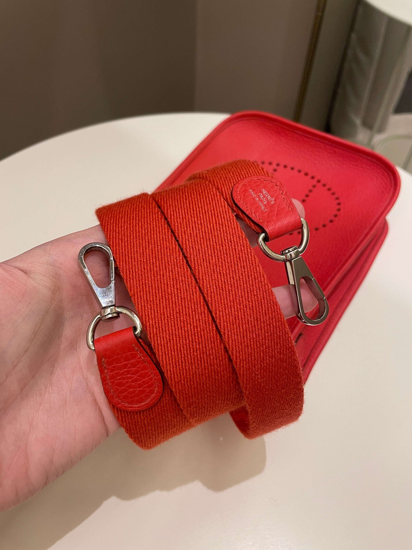 Hermes Mini Evelyne Rouge Tomate Clemence