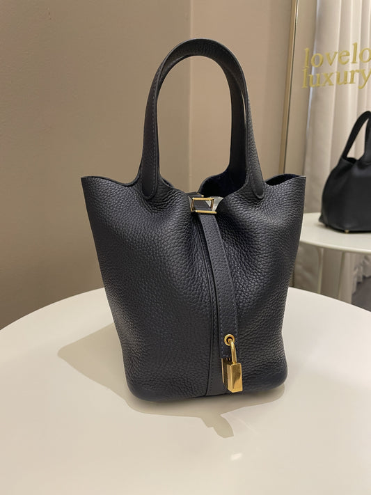 Hermes Picotin Lock PM 18 Bleu Nuit Clemence