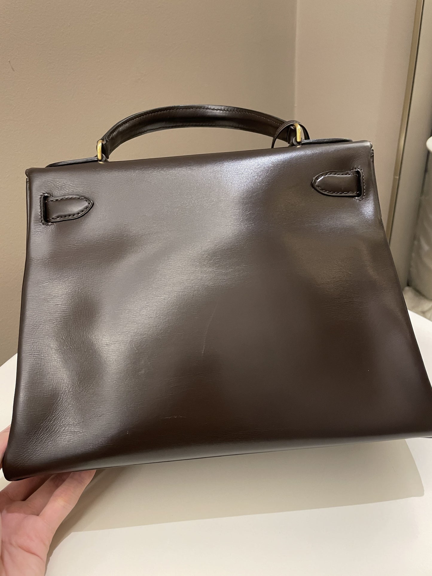 Hermes Vintage Kelly 28 Dark Brown Box