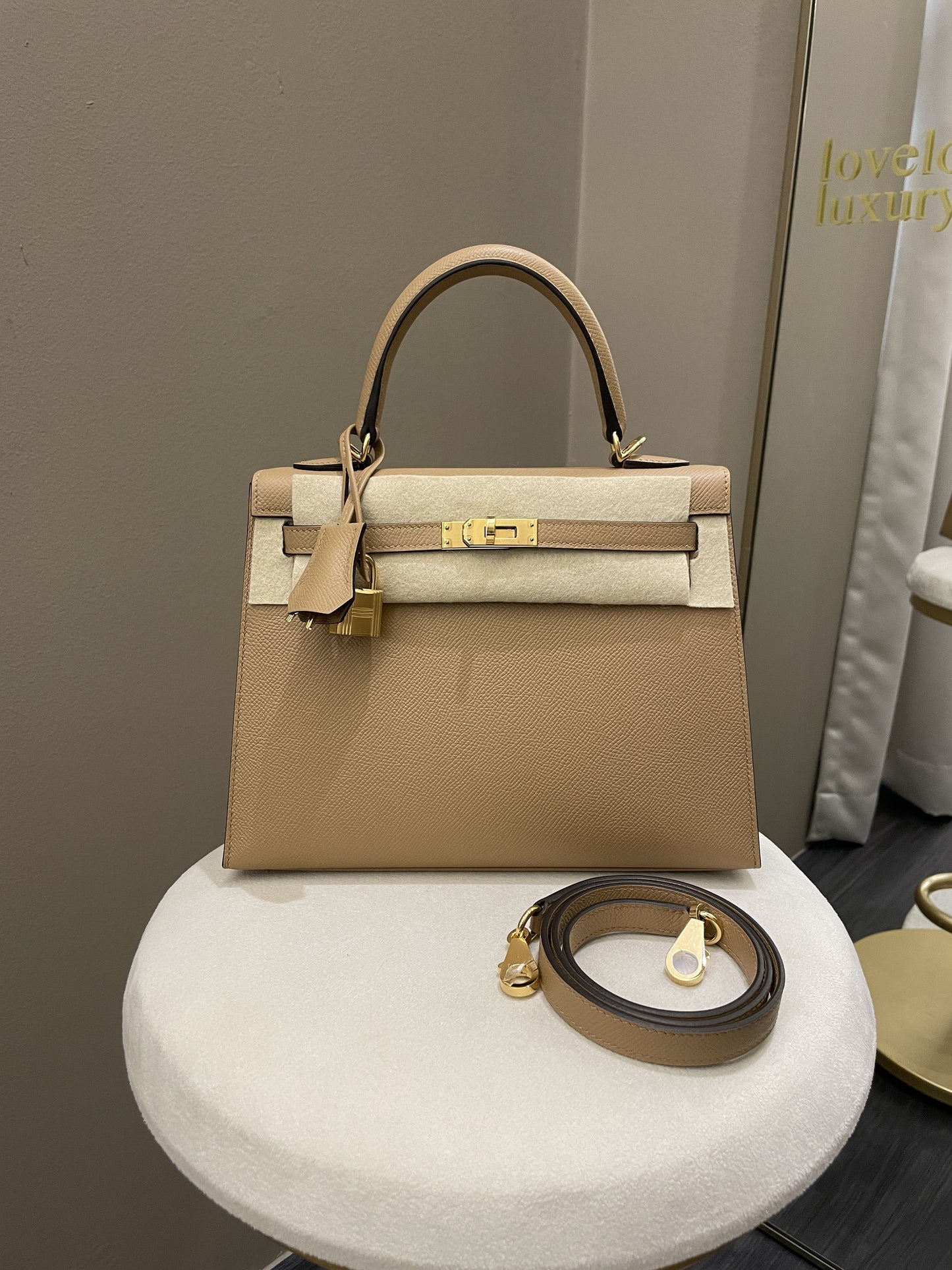 Hermes Kelly Sellier 25 Chai Epsom