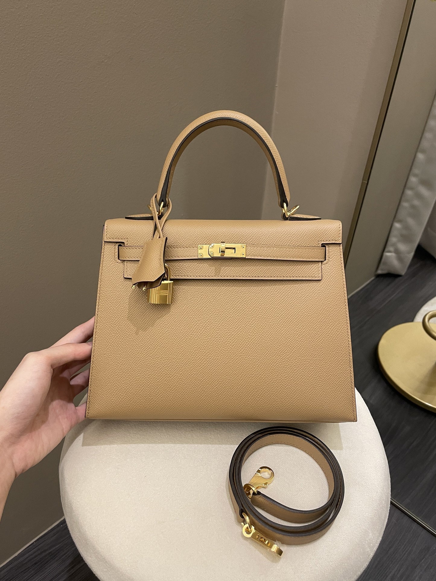 Hermes Kelly Sellier 25 Chai Epsom