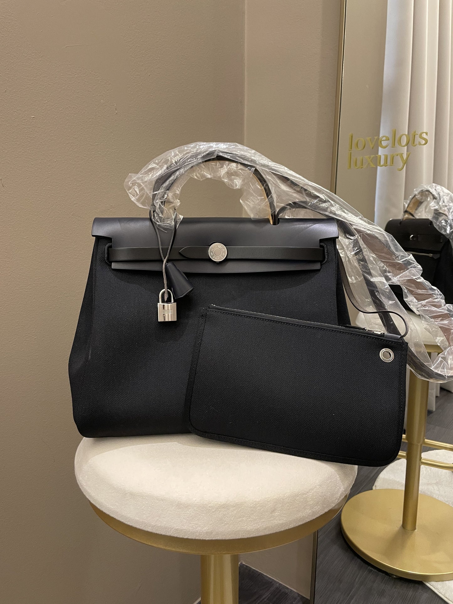 Hermes Herbag Zip 31 Bleu/ Noir