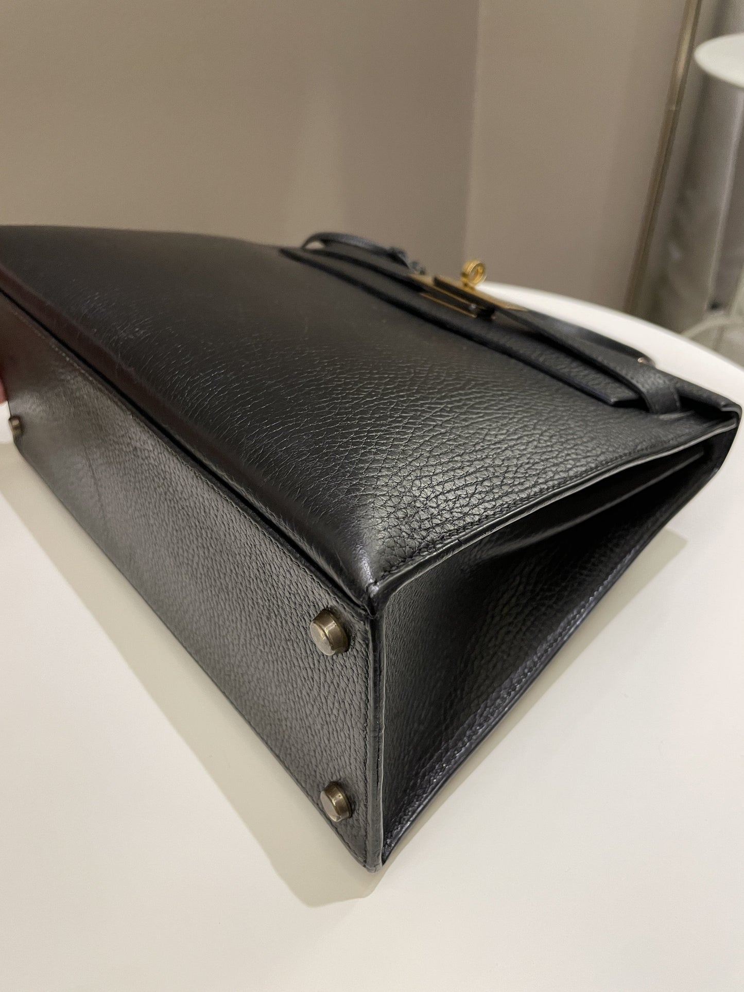 Hermes Vintage Kelly 28 Black Ardennes