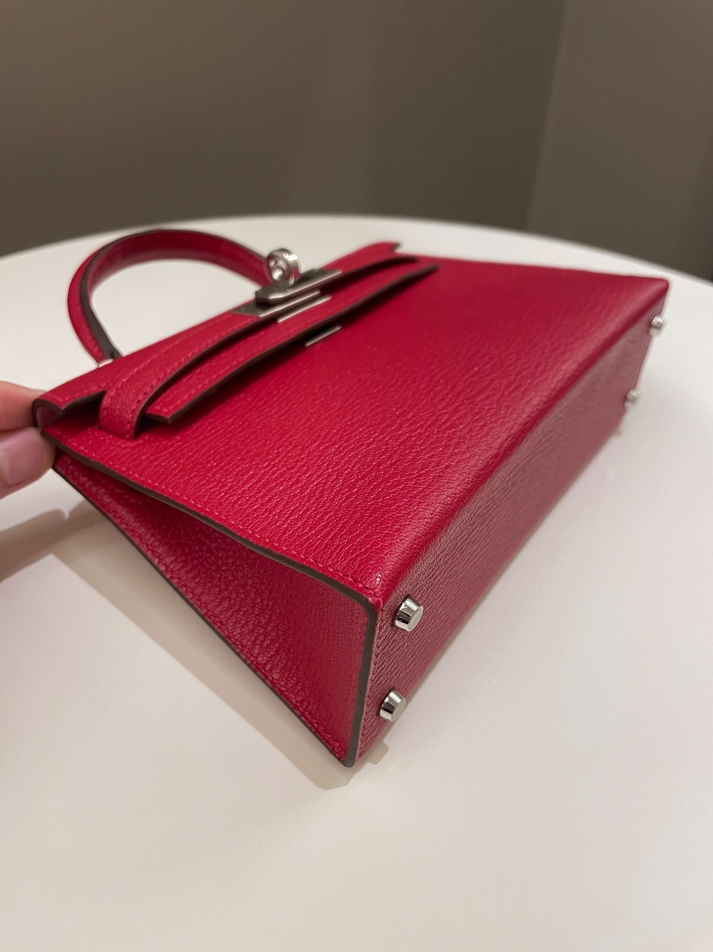 Hermes Mini Kelly 20 Rouge Casaque / Pink Chèvre