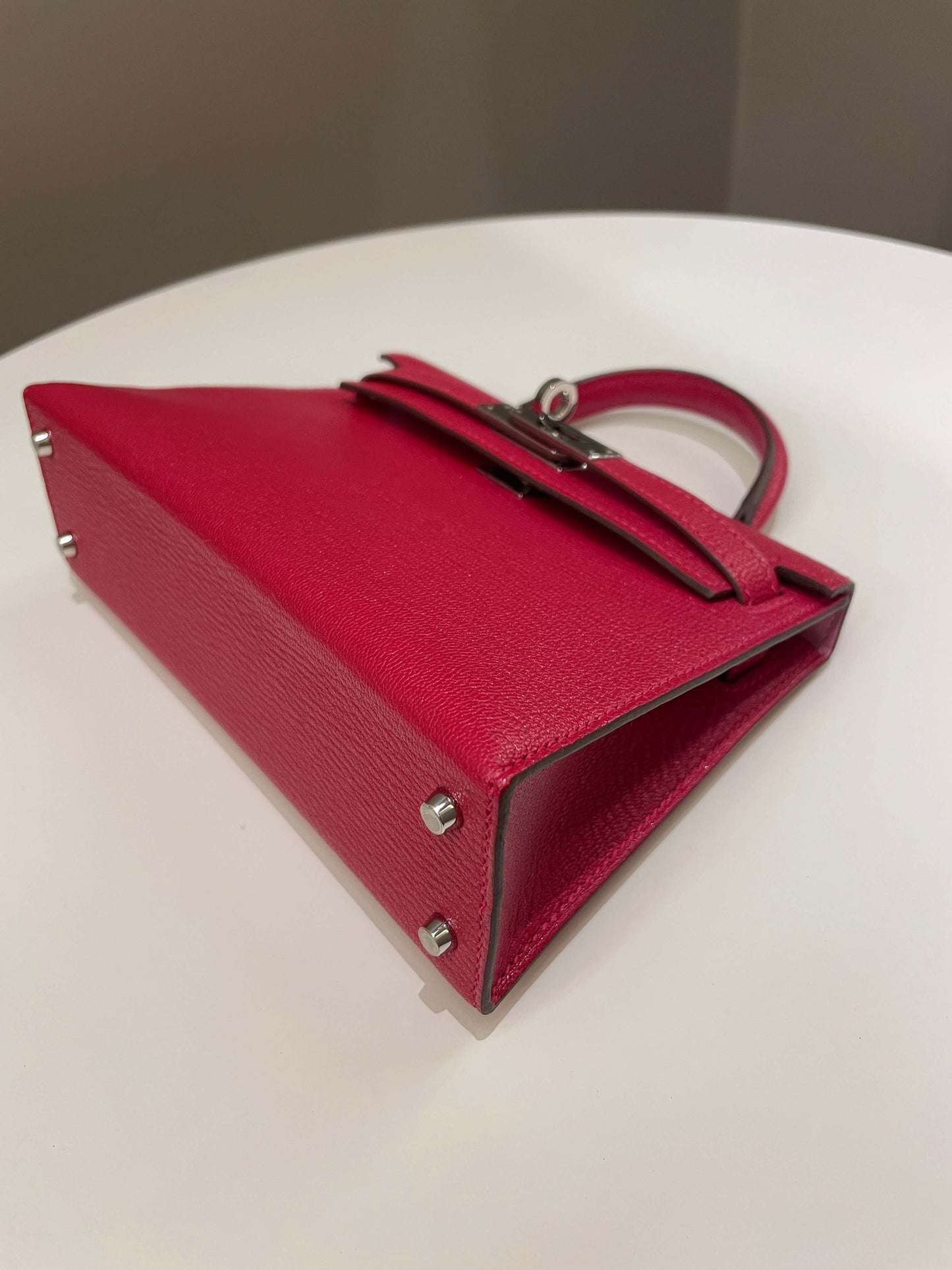 Hermes Mini Kelly 20 Rouge Casaque / Pink Chèvre