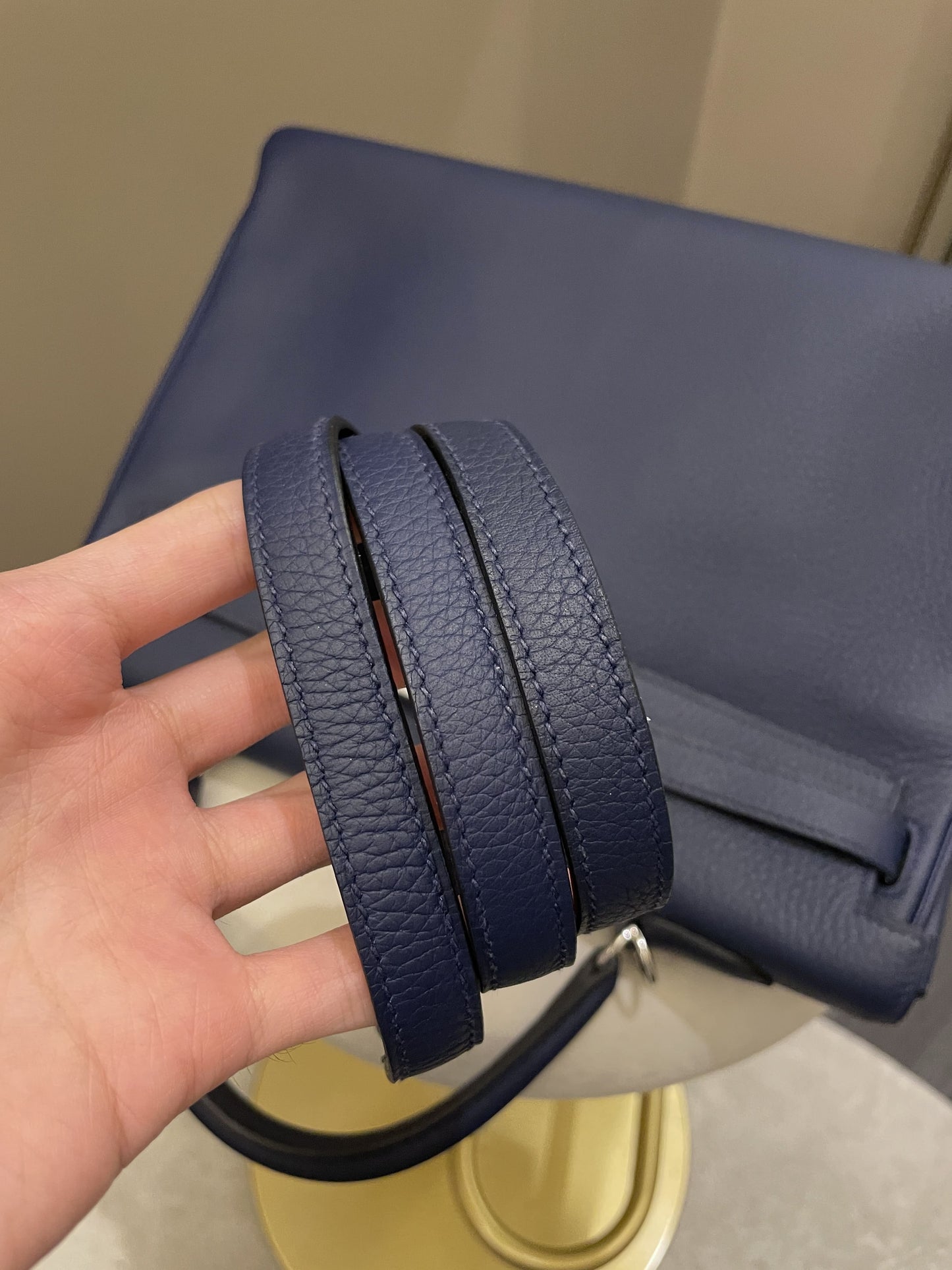 Hermes Kelly Retourne 35 Bleu Saphir Clemence