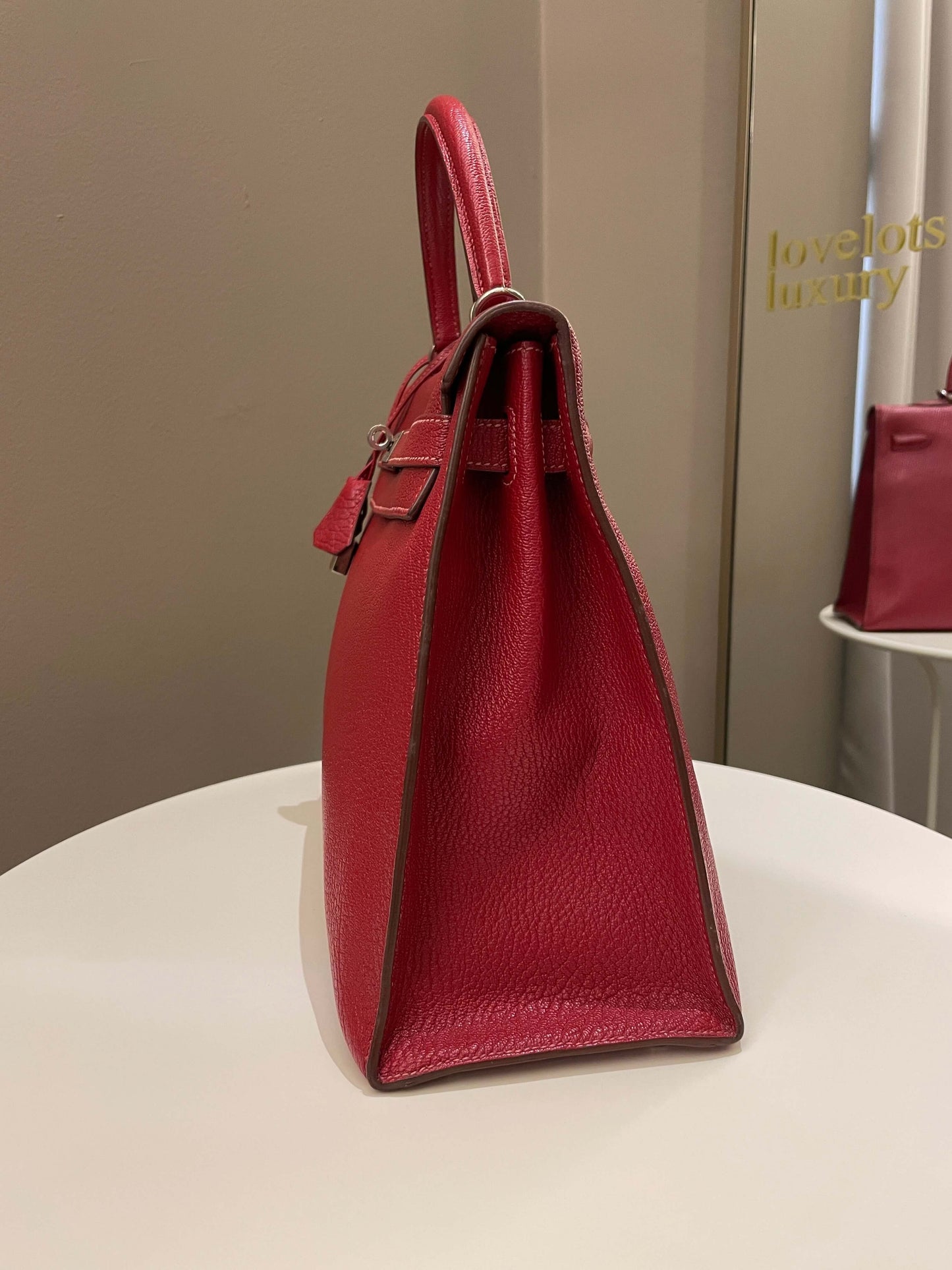 Hermes Kelly Sellier 35 Rouge Vif Chevre Coromandel