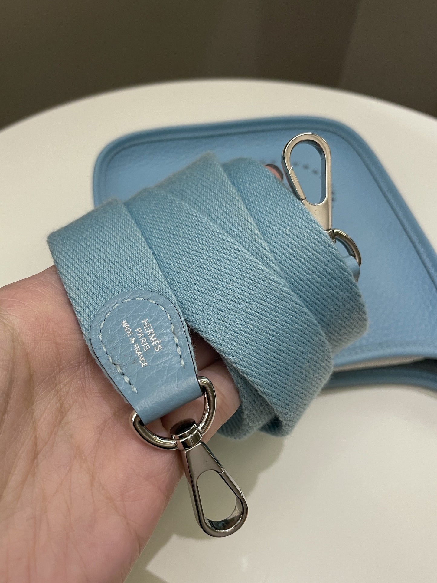 Hermes Mini Evelyne Bleu Atoll Clemence