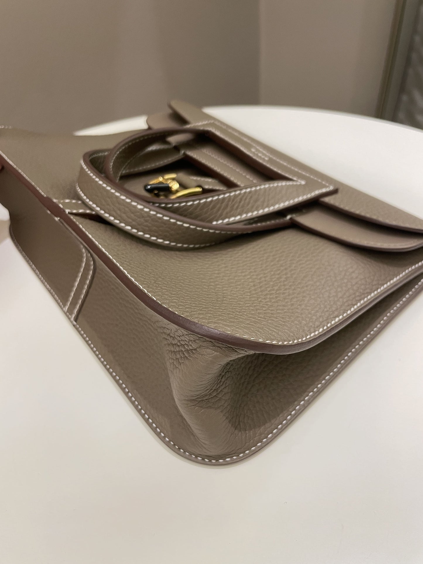 Hermes Halzan 25 Etoupe Clemence