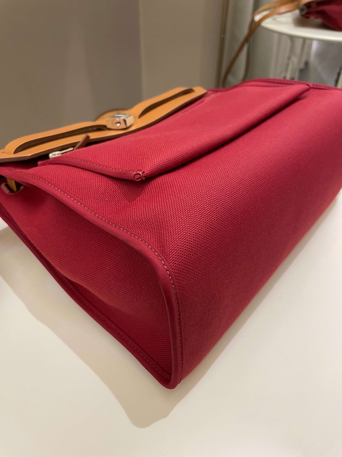 Hermes Herbag Zip 31 Rouge Grenat/ Nature