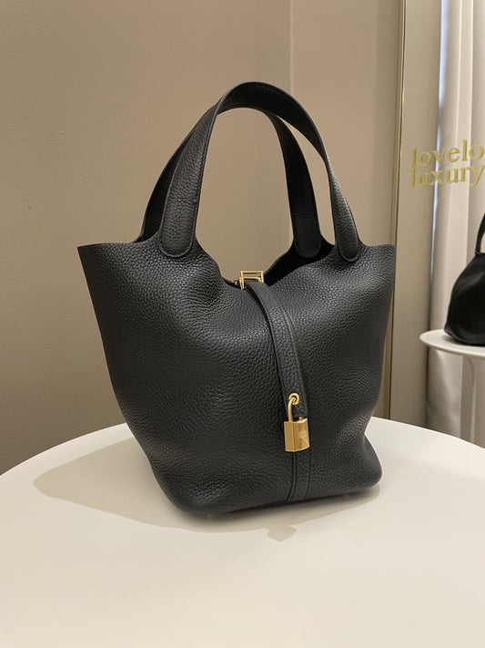 Hermes Picotin Lock 22 Black Clemence