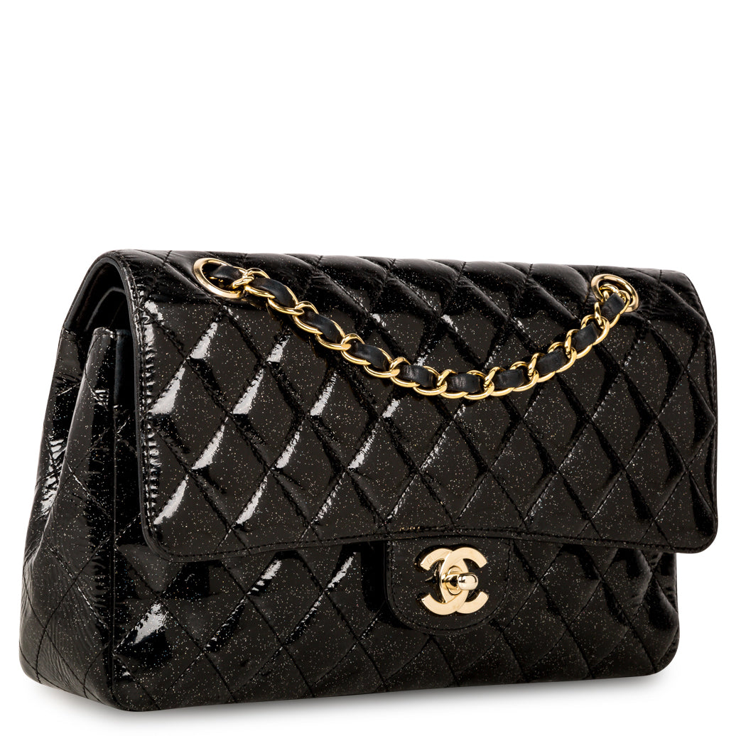 Classic Flap Bag - Medium - Patent Black Glitter