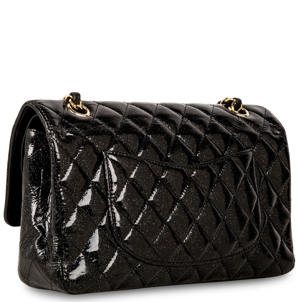 Classic Flap Bag - Medium - Patent Black Glitter