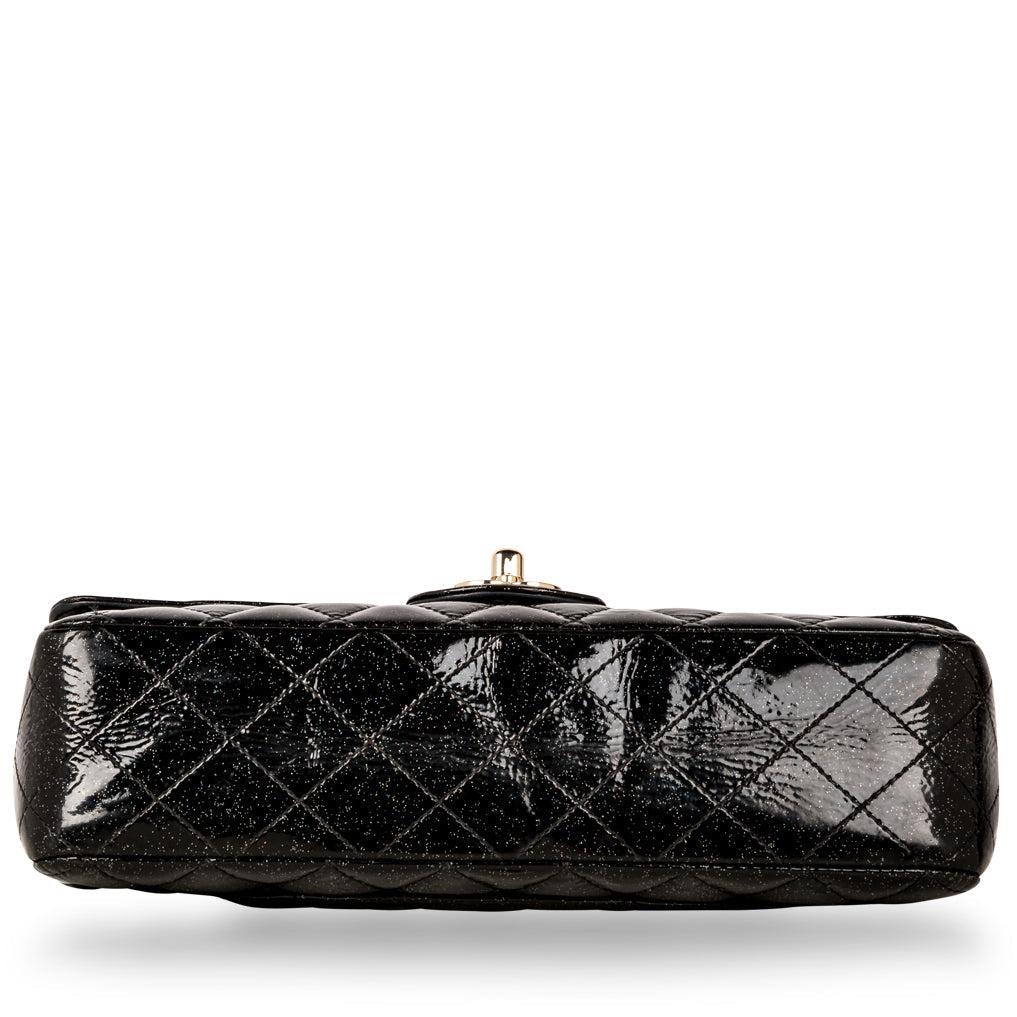 Classic Flap Bag - Medium - Patent Black Glitter