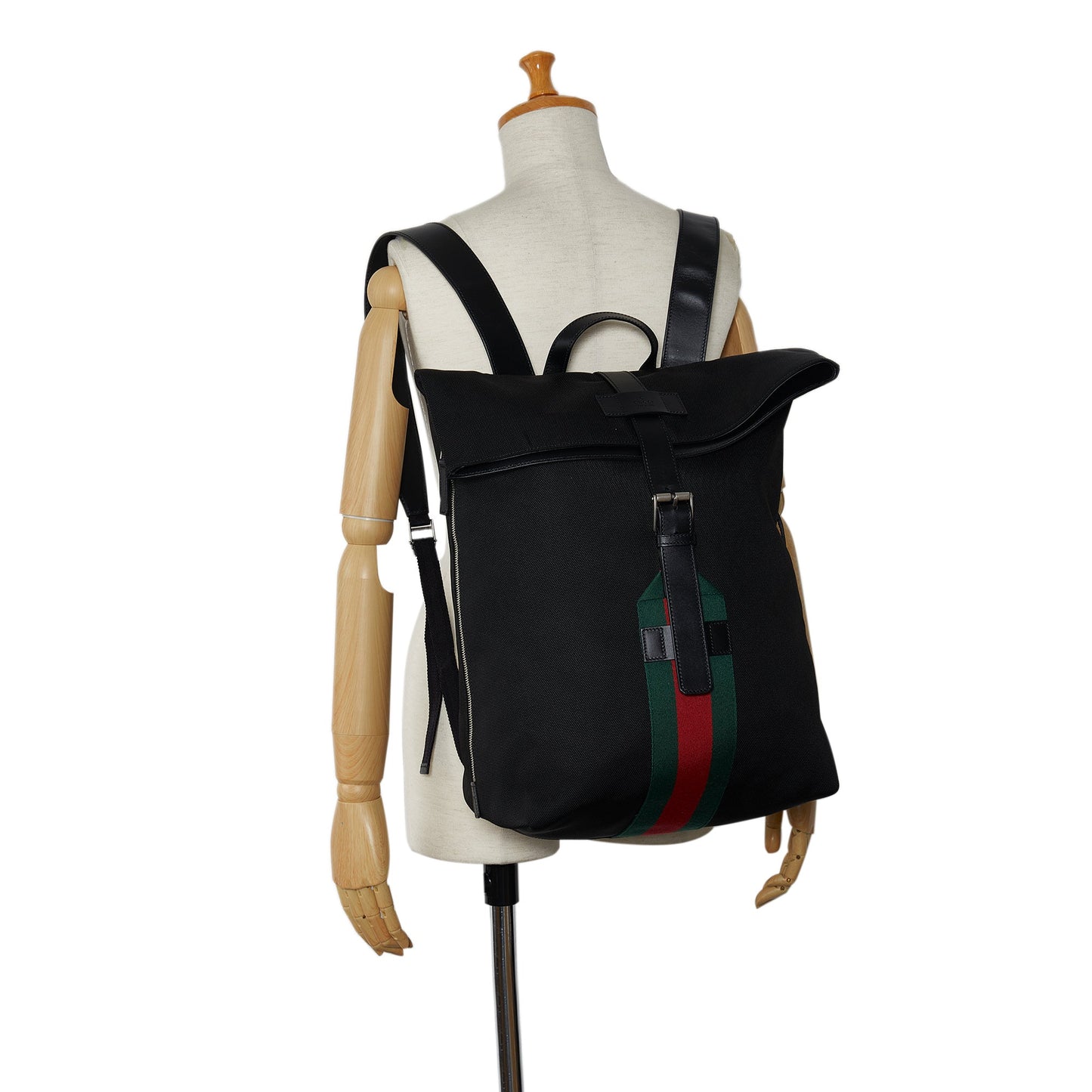 Gucci Web Fold Over Techno Backpack Black