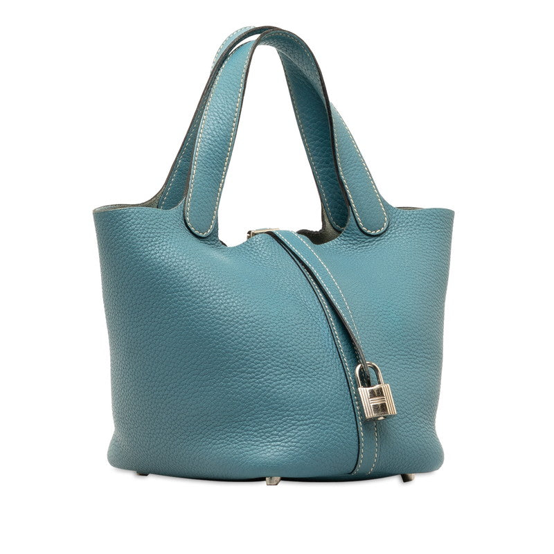 Hermes Picotin Lock PM Handbag Blue Jeans  Clemence  Hermes