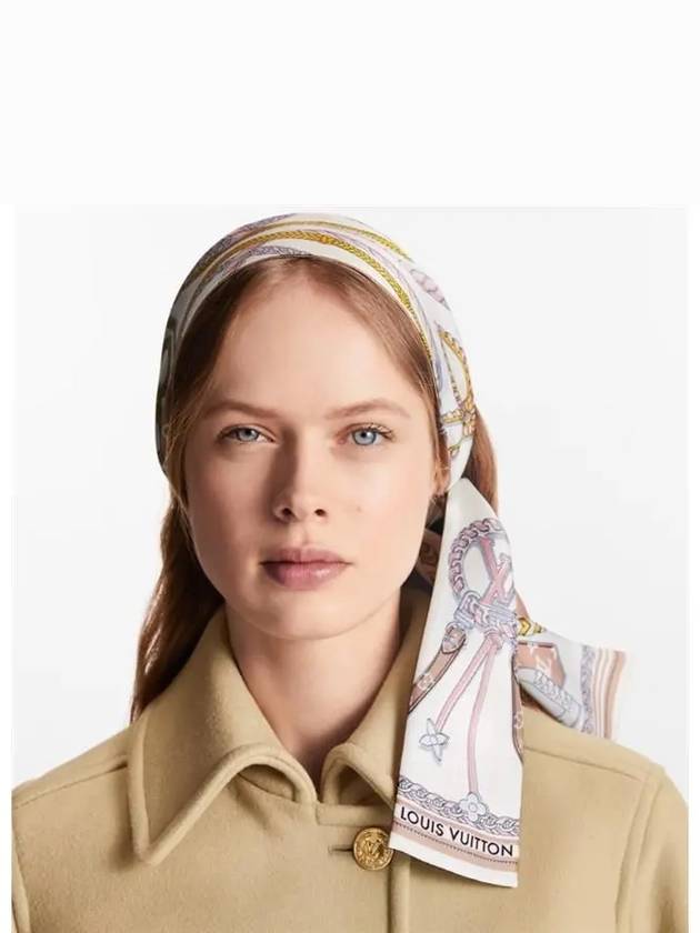 Women's Mix And Strap Silk Scarf Light Pink