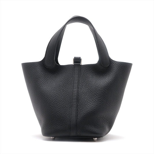 Hermes Picotin Lock 18 PM  Clemence Black Silver G