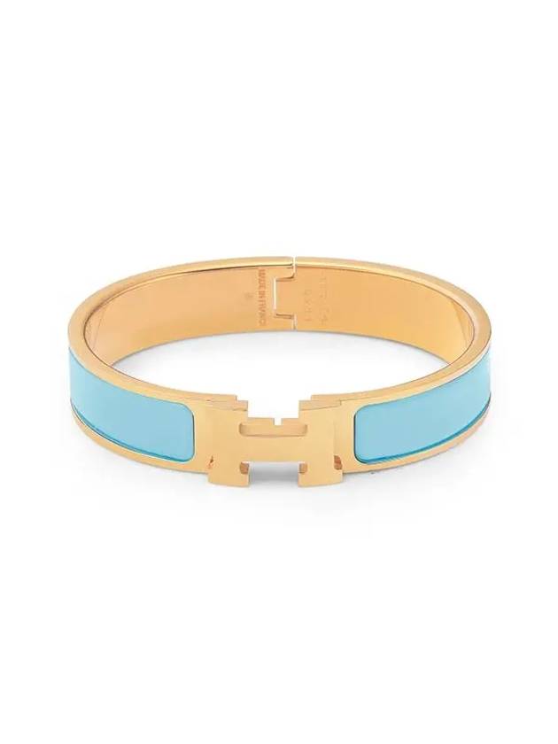 Hermes H700001F 7Z Clickash CLIC H gold aqua bangle bracelet