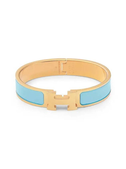 Hermes H700001F 7Z Clickash CLIC H gold aqua bangle bracelet