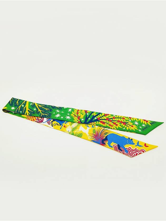 Women's Twilly Silk Scarf Green, Yellow Multicolor H063702S