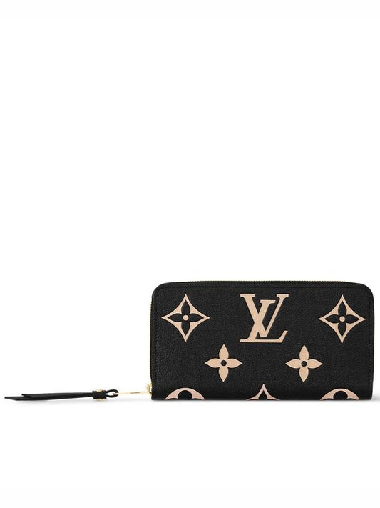 Zippy Monogram Long Wallet Black Beige