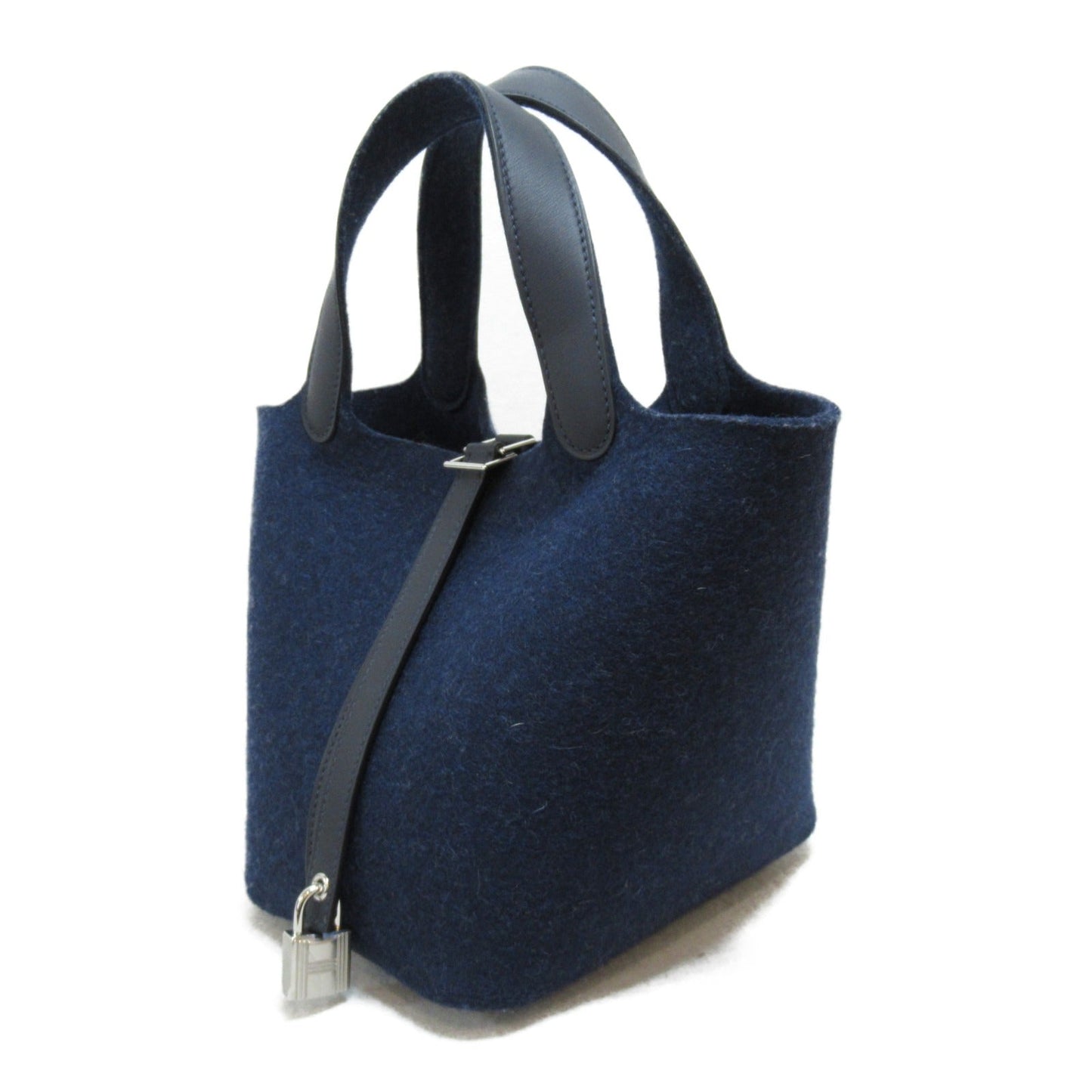 Hermes Picotin Lock Tote Bag Bag Leather Felt   Navyes