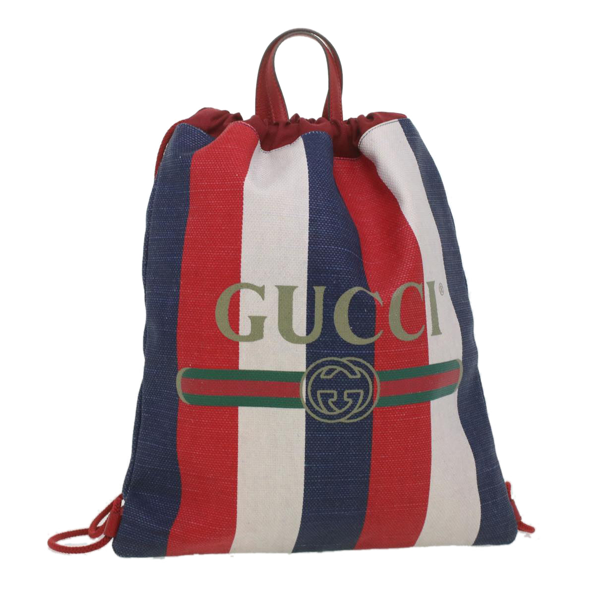 GUCCI Web Sherry Line Backpack Canvas Tricolor Red Blue Green 473872  am3970