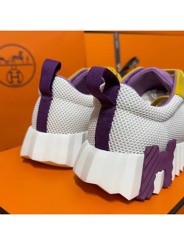 Women's Bouncing Sneakers White Mesh H Yellow Purple Two Tone