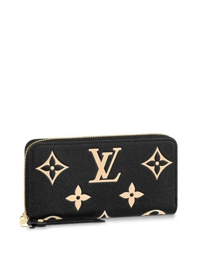 Zippy Monogram Long Wallet Black Beige