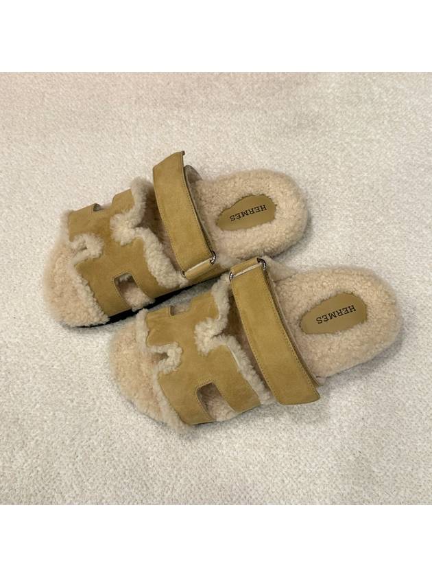 Women's Chypre Sandals Goatskin Woolskin Khaki Beige