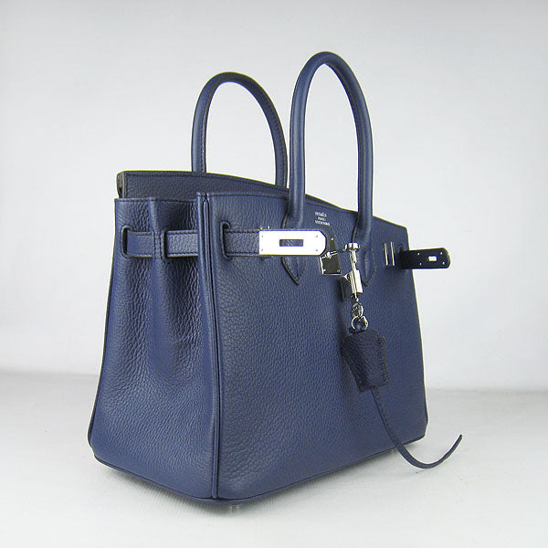 Hermes Birkin 30cm Togo Leather Handbags Dark Blue Silver