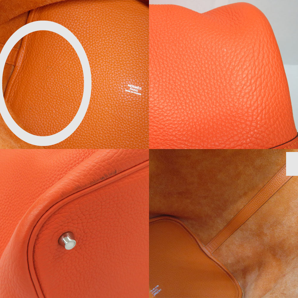 Hermes Picotin Lock GM 26 Orange  Clemence Silver  T  2015 Manufacturing Handbag Leather  Unisex