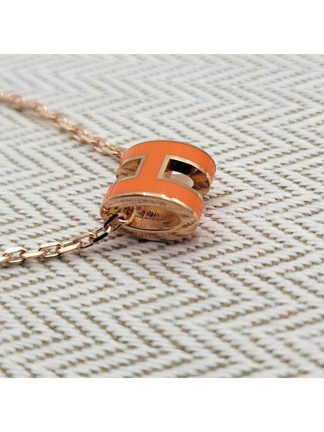 Hermes Mini Pop H Pendant Rose Gold Necklace Orange