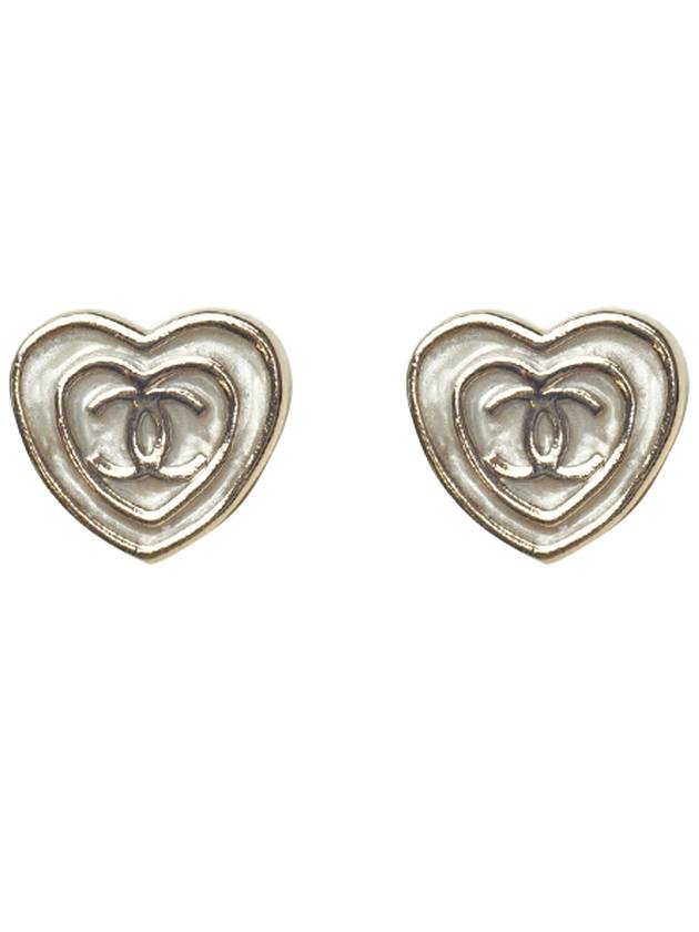 Chanel CC logo heart earrings full set