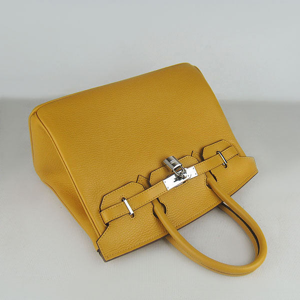 Hermes Birkin 30cm Togo Leather Handbags Yellow Silver