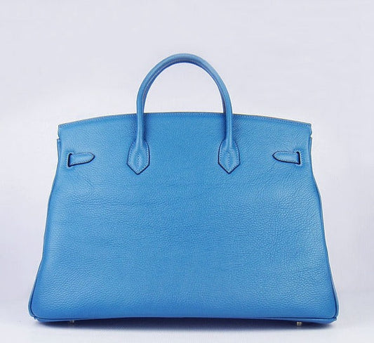 Hermes Birkin 35cm Togo Leather Handbags 6099 Blue Golden