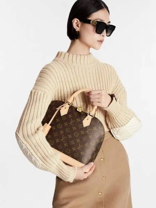 Alma PM Monogram Canvas Tote Bag Brown