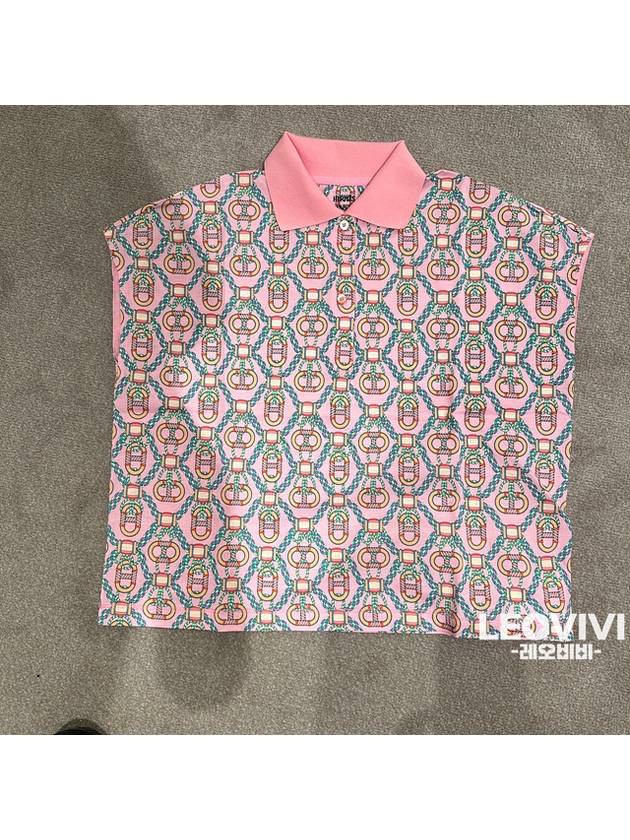 Women's T-Shirt Canoe Print Polo Neck Short Sleeve T-Shirt Rose Pop 36 H3E4602DB7I36